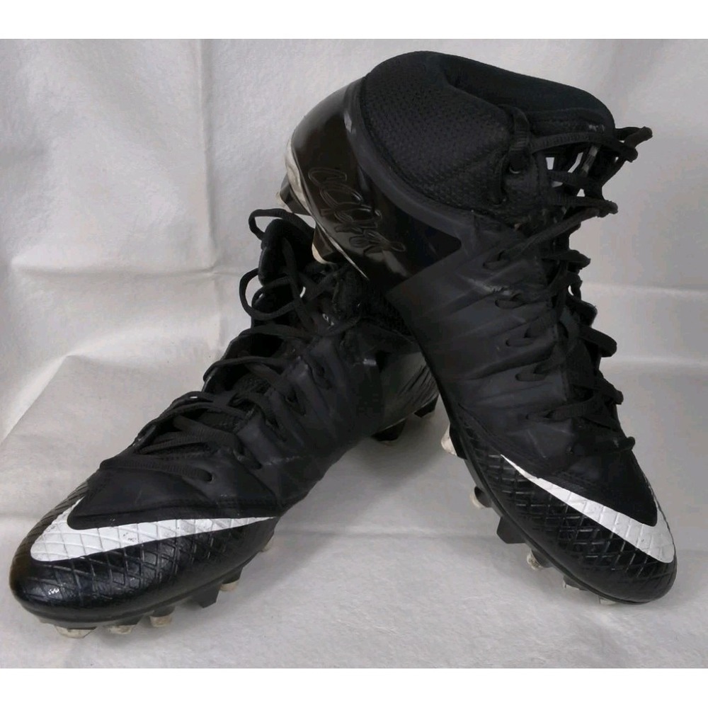 Nike Alpha Strike Pro Mid Men's Football Lacrosse Cleats Black White Sz 10.5...